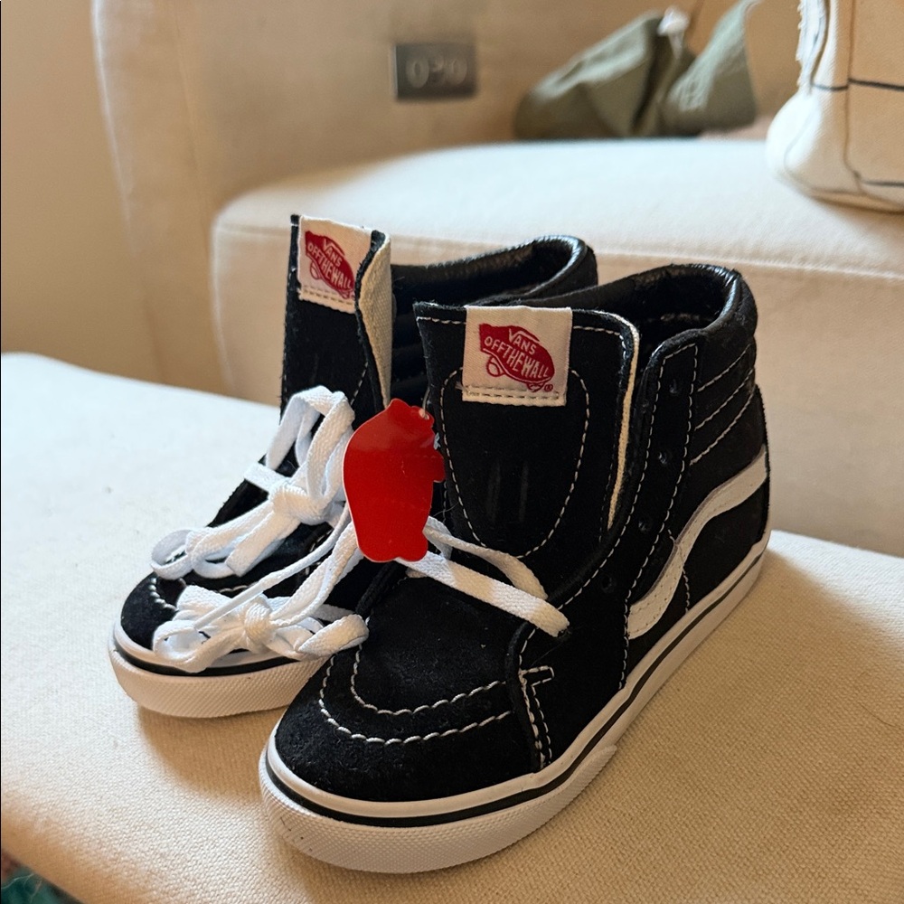 Vans Kids Black and White High-Top Sneakers